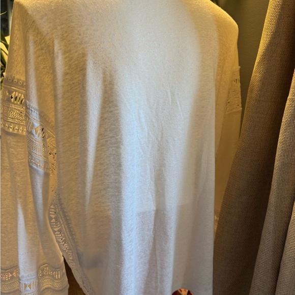 INC International Concepts white Tan Asymmetrical Long Sleeve Blouse - Picture 3 of 4